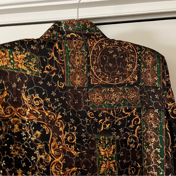 Paolo Santini Vintage Sz S 1980s Silk blouse with Metallic gold thread. - Picture 5 of 10